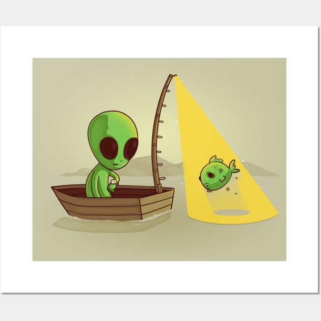 Alien Fishing Wall Art by Naolito